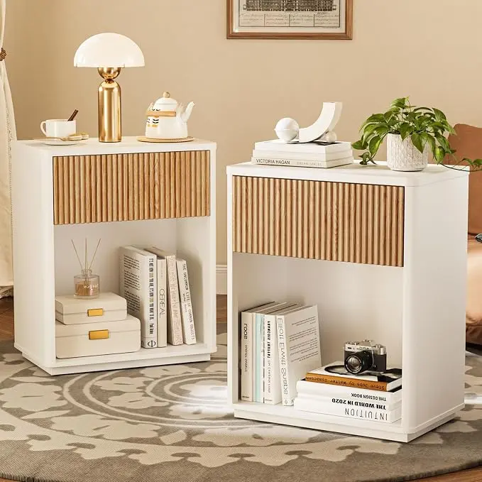 Modern Fluted Nightstand Set of 2