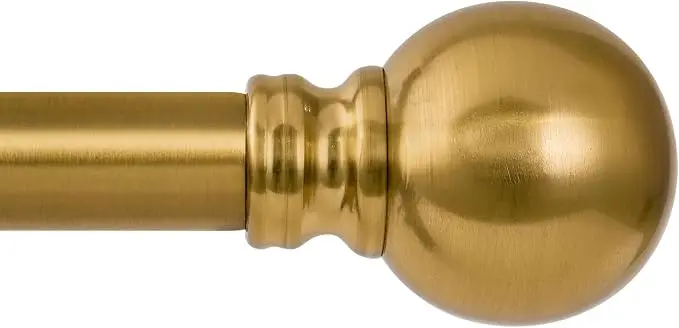 Modern Gold Curtain Rods for Windows 48 to 84 Inch 1" Diameter Adjustable Heavy