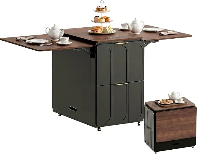 ModernMate 3-in-1 Folding Desk & File Cabinet, Fluted Multi-Storage Workspace