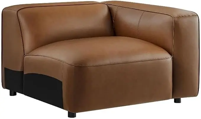 Modway Auren Vegan Leather Right Modular Armchair in Coffee