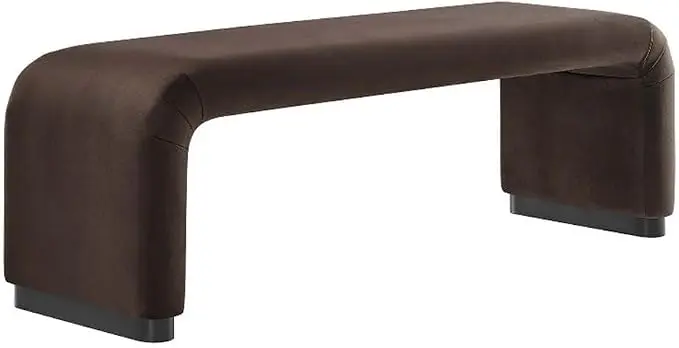 Modway EEI-6734-BLK-CHB Koda Performance Velvet Waterfall Long Bench