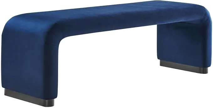 Modway EEI-6734-BLK-MID Koda Performance Velvet Waterfall Long Bench