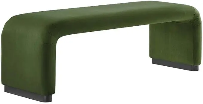 Modway EEI-6734-BLK-MOS Koda Performance Velvet Waterfall Long Bench