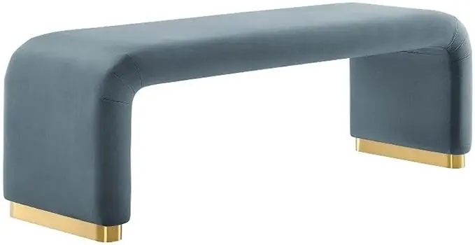 Modway EEI-6734-BRA-CAB Koda Performance Velvet Waterfall Long Bench, Brass