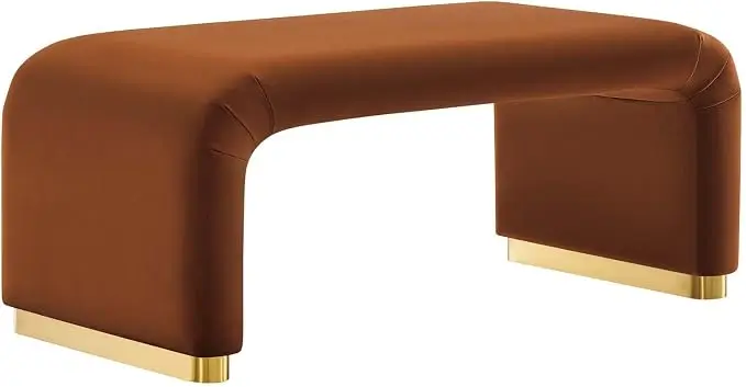 Modway EEI-6735-BRA-RUS Koda Performance Velvet Waterfall Ottoman, Brass Rust