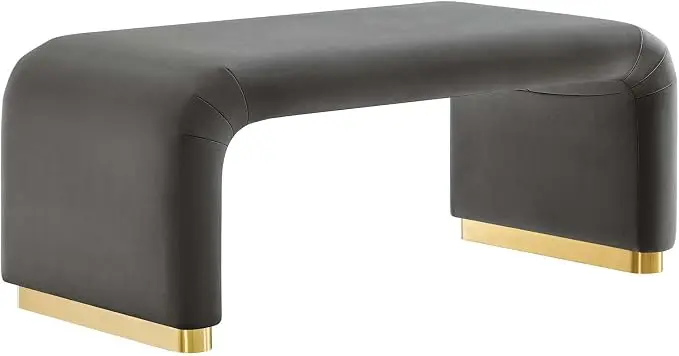 Modway EEI-6735-BRA-STG Koda Performance Velvet Waterfall Ottoman, Brass Storm