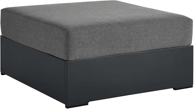 Modway Tahoe Aluminum Ottoman in Gray Charcoal