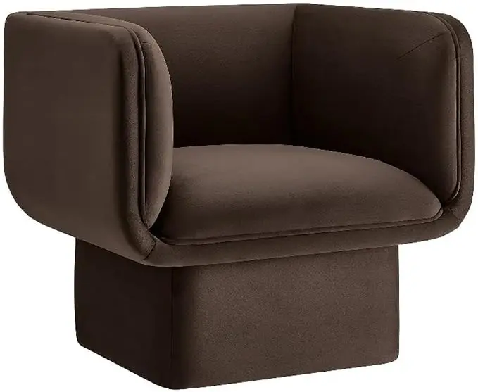 Modway Tate Performance Velvet Accent Chair in Chocolate Brown