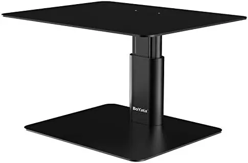 Monitor Stand, Adjustable Height Metal Desktop Riser, Black