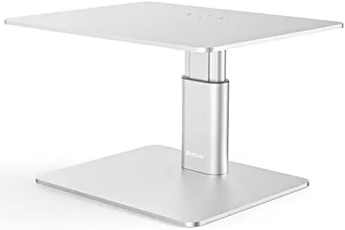 Monitor Stand, Adjustable Height Metal Desktop Riser, Silver