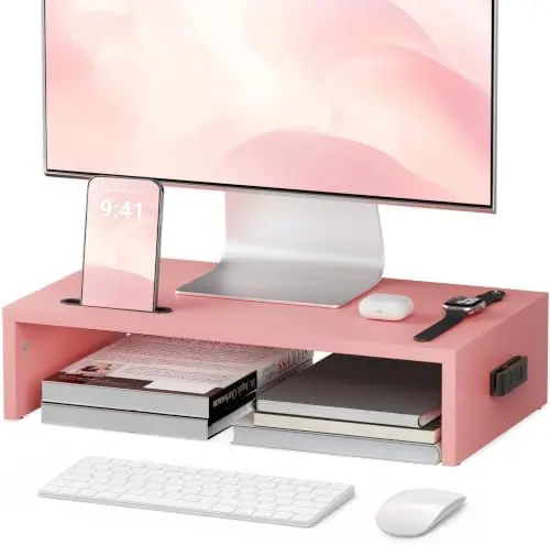 Monitor Stand Riser with Cellphone Holder & Cable Management
