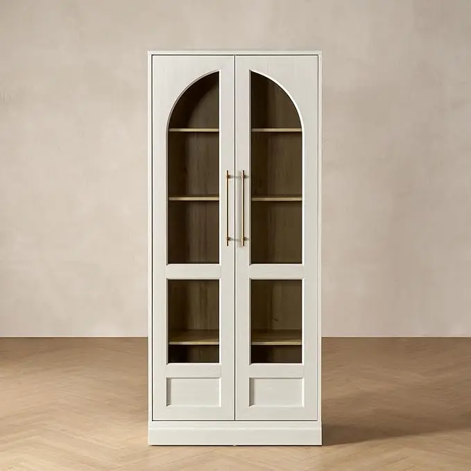 mopio Blake Tall Display Cabinet, Kitchen Buffet Pantry Cupboard, Trophy