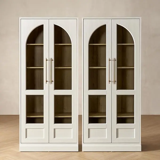 mopio Blake Tall Display Cabinet, Kitchen Buffet Pantry Cupboard, Trophy