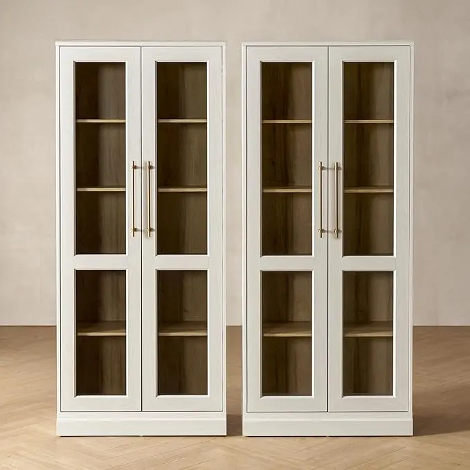 mopio Blake Tall Display Cabinet, Kitchen Buffet Pantry Cupboard, Trophy