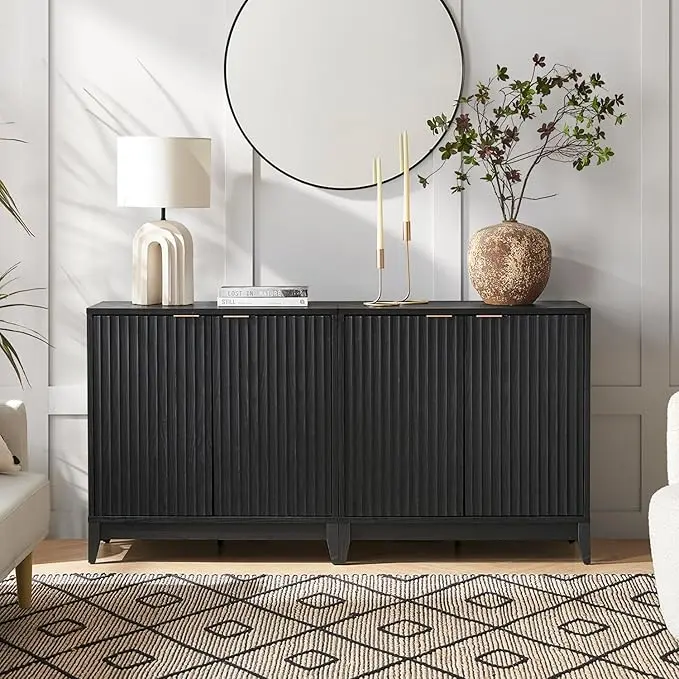 mopio Brooklyn Fluted Storage Cabinet, Modular Accent Buffet Sideboard