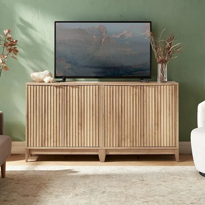 mopio Brooklyn Fluted Storage Cabinet, Modular Accent Buffet Sideboard