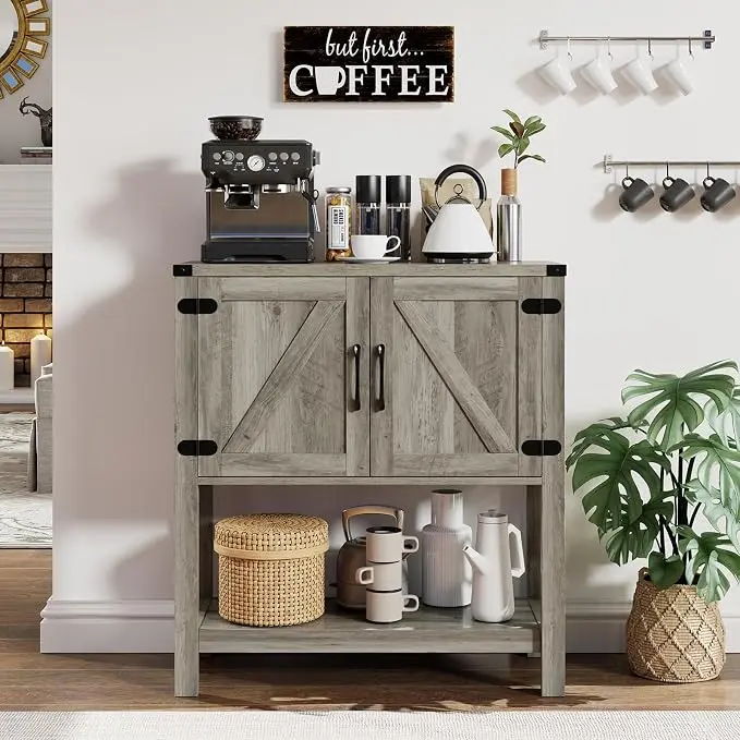 Mufico Console Table with 2-Door Cabinet Coffee Bar Cabinet Sofa Table