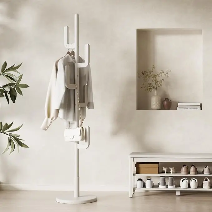 Muwuele Solid Wood Cactus Coat Rack, Freestanding Coat Rack