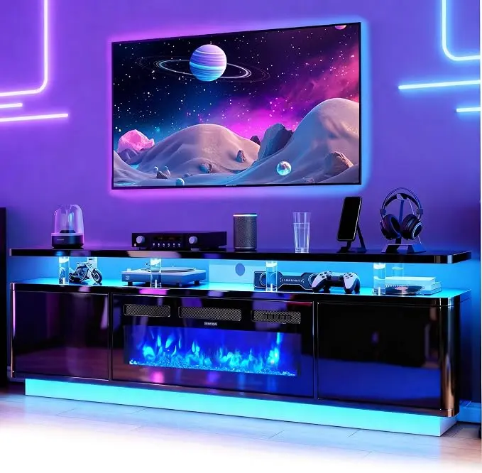 MXV 70" Fireplace TV Stand for TVs up to 80", Entertainment Center