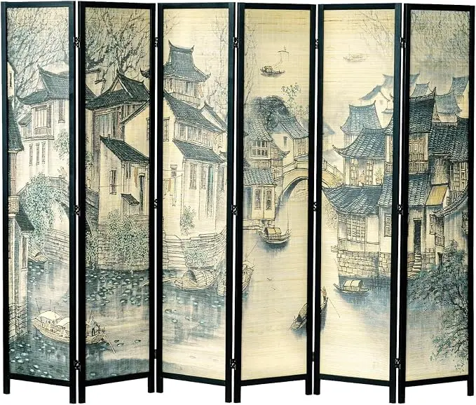 MyGift 6 Panel Room Divider Privacy Partition