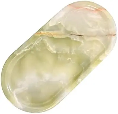 Natural Marble Decorative Tray, 9.8”x4.4”, Light Green
