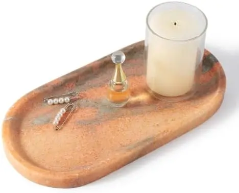 Natural Marble Tray for Bathroom Countertop, Vanity Tray for Decor