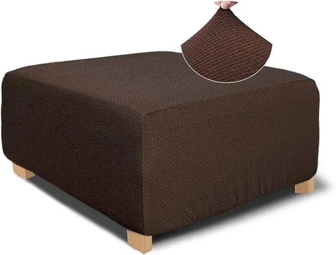 NeColorLife Rectangle Ottoman Cover Jacquard Fabric Slipcover Thick Stretchable