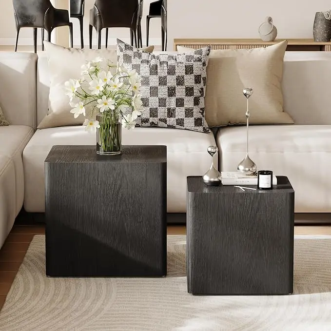 Nesting Coffee Table Set of 2, Modern Coffee Table and End Table Sets, Small