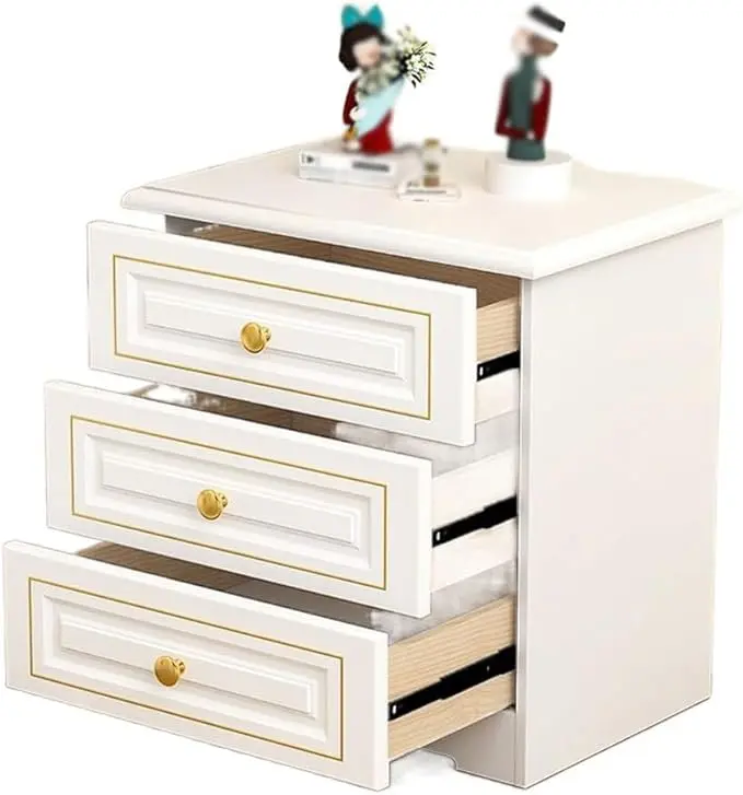 Night Stand Light Luxury Solid Wood Bedside Table, Simple Home Storage Cabinet
