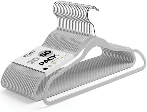Non-Velvet Thin Hangers Space Saving Gray Hangers 50 Pack