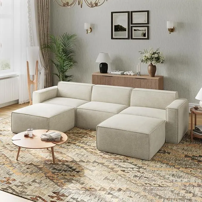 Novilla 117.7" Modular Sectional Sofa, No Assembly Cloud Sectional Couch