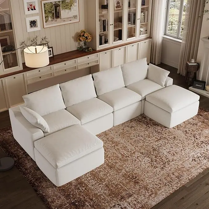 Novilla 133.8" Modular Cloud Couch, Modern Sectional Sofa