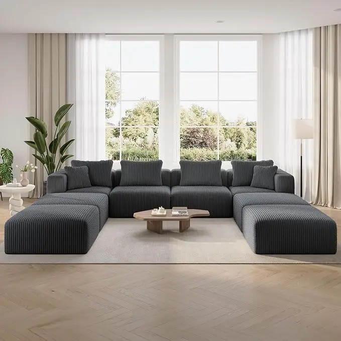 Novilla 141" Modular Sectional Sofa, Modern Cloud Sectional Couch