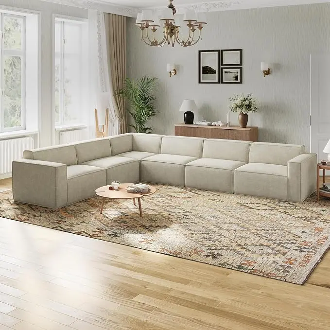 Novilla 142.5" Modular Sectional Sofa, No Assembly Cloud Sectional Couch