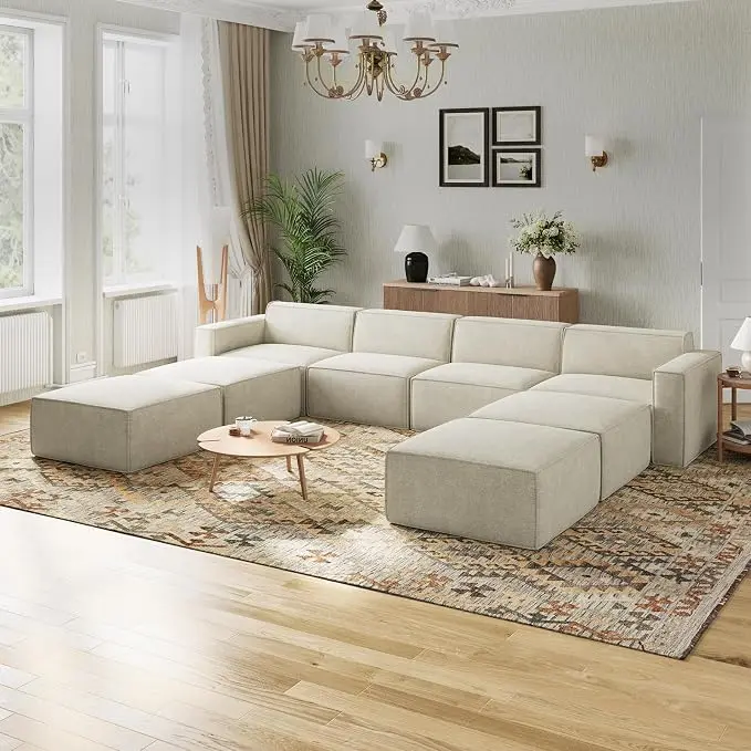 Novilla 151.2" Modular Sectional Sofa, No Assembly Cloud Sectional Couch