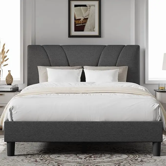 Novilla Full Bed Frame Upholstered Platform Full Size Bed Frame