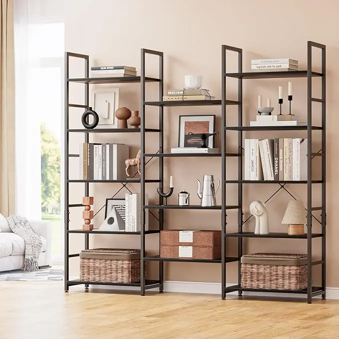 NUMENN Triple 5 Tier Bookshelf, Wide Book Shelf