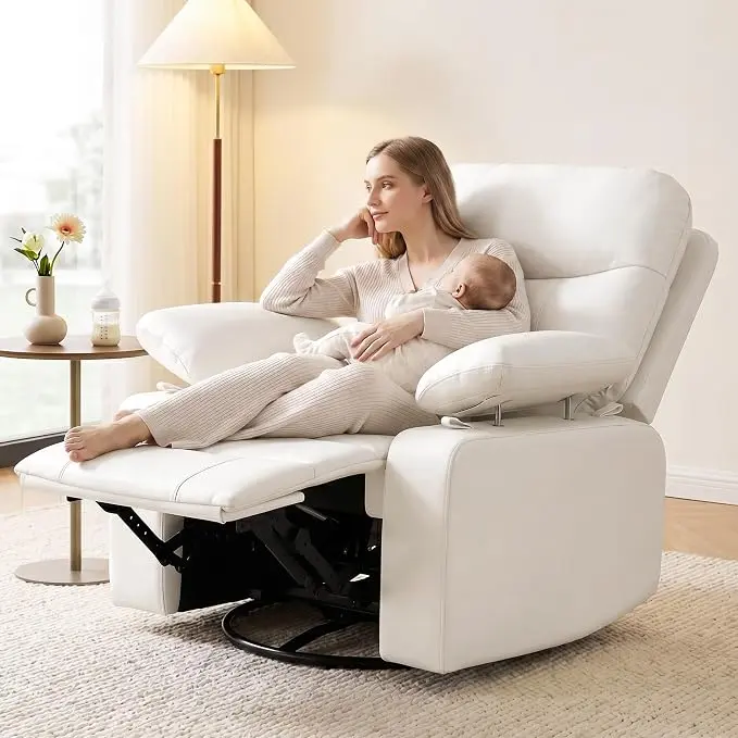 Nursery Glider Recliner with Adjustable Armrests, Oversized Comfortable Nursing