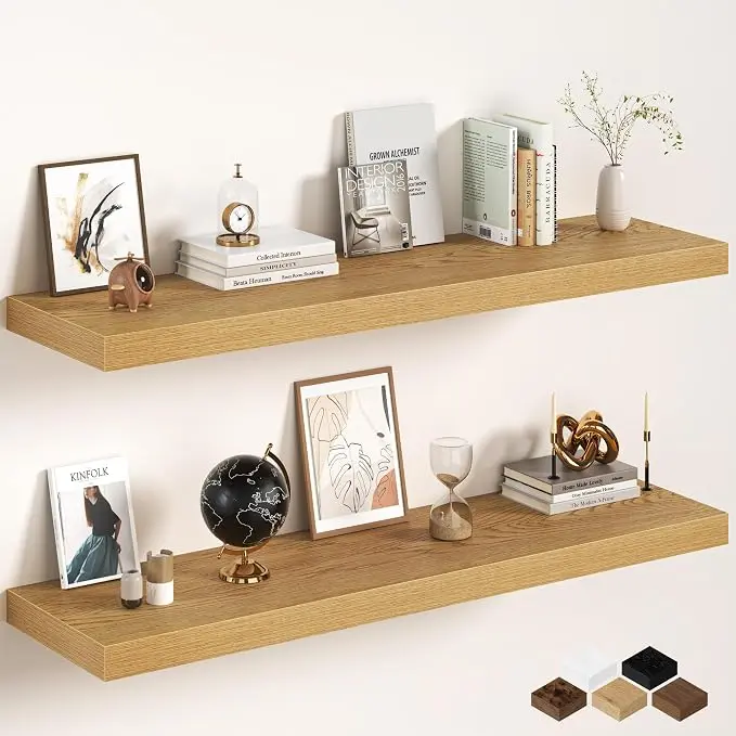 Oak Floating Shelves 55Inch Long, 12 Inch Deep Floating Shelves