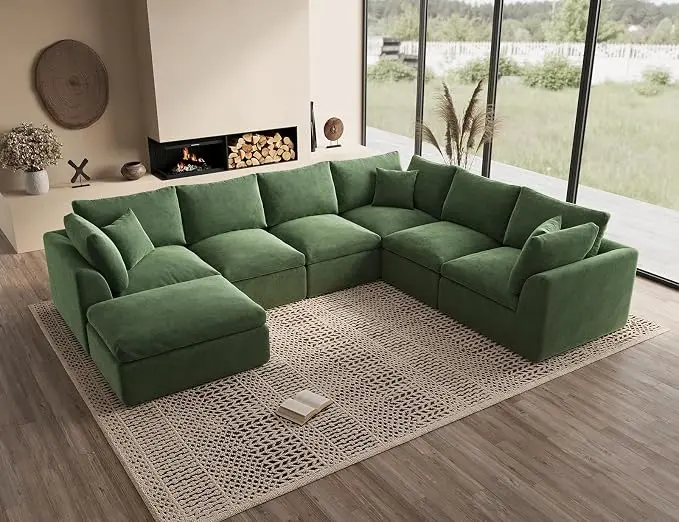 ohllob Oversized Cloud Couches for Living Room, Boneless Sectional Couch