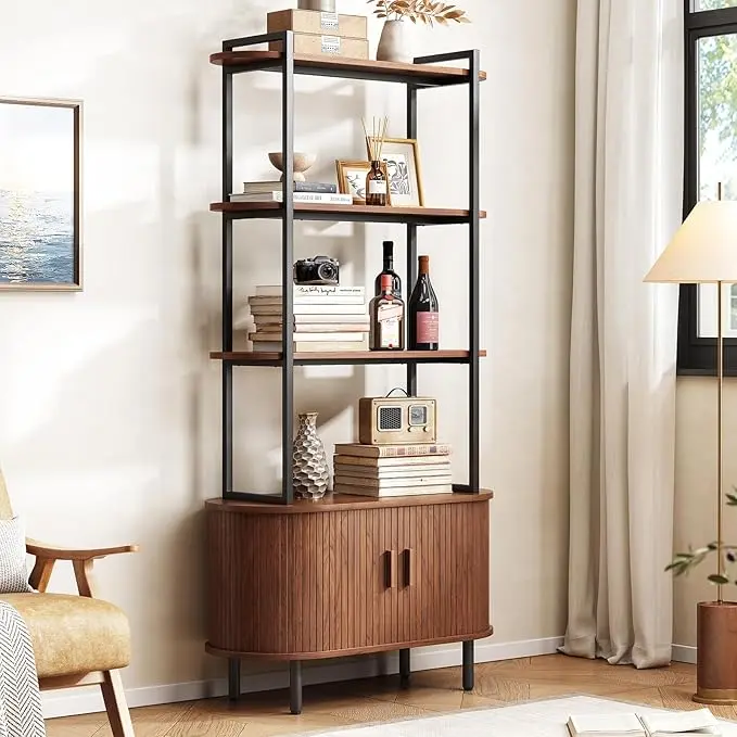 ONBRILL 71" Tall Bookshelf, 4-Tier Book Shelf