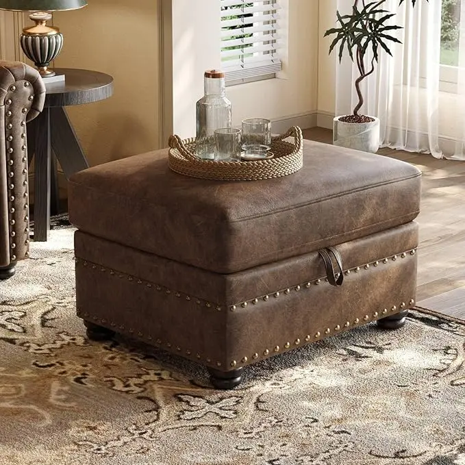 ONBRILL Faux Leather Ottoman