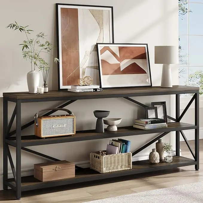 ONBRILL Industrial Console Sofa Table, 70.8 Inch Extra Long Entryway Table