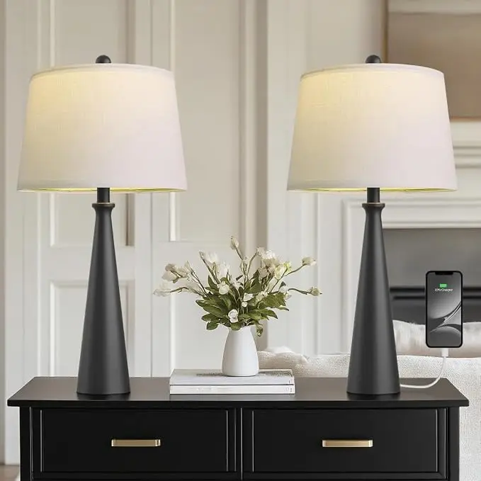 Oneach 25.75" Modern Table Lamp Set of 2, Bedside Lamps