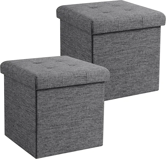 Ornavo Home 2 Pack 15 Inch Folding Storage Ottoman