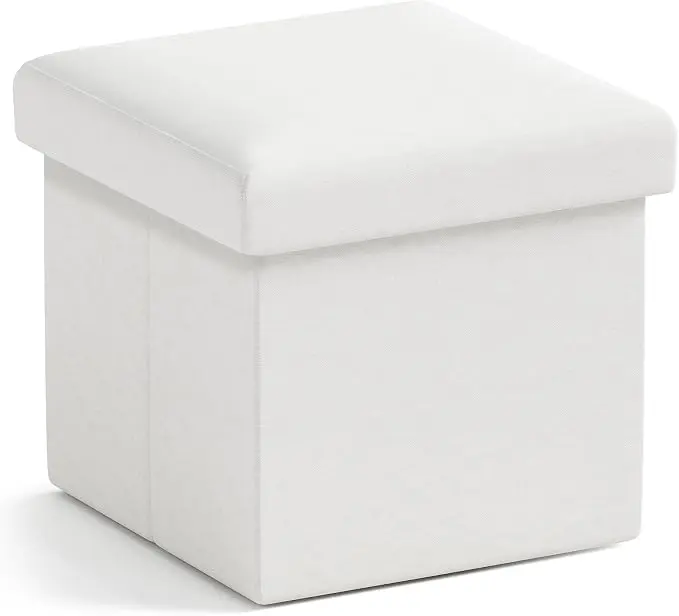 Ornavo Home Small Storage Ottoman Foldable Collapsible Cube Square Linen