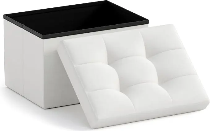 Ornavo Home Small Storage Ottoman Foldable Collapsible Rectangle Linen Ottoman