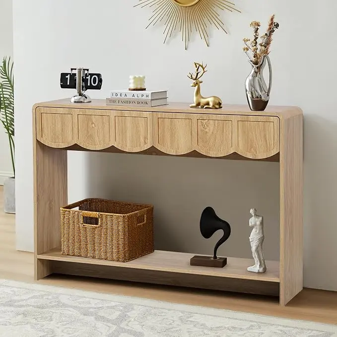 ORRD Console Table with Drawers, Mid-Century 43 Inches Narrow Entryway Table