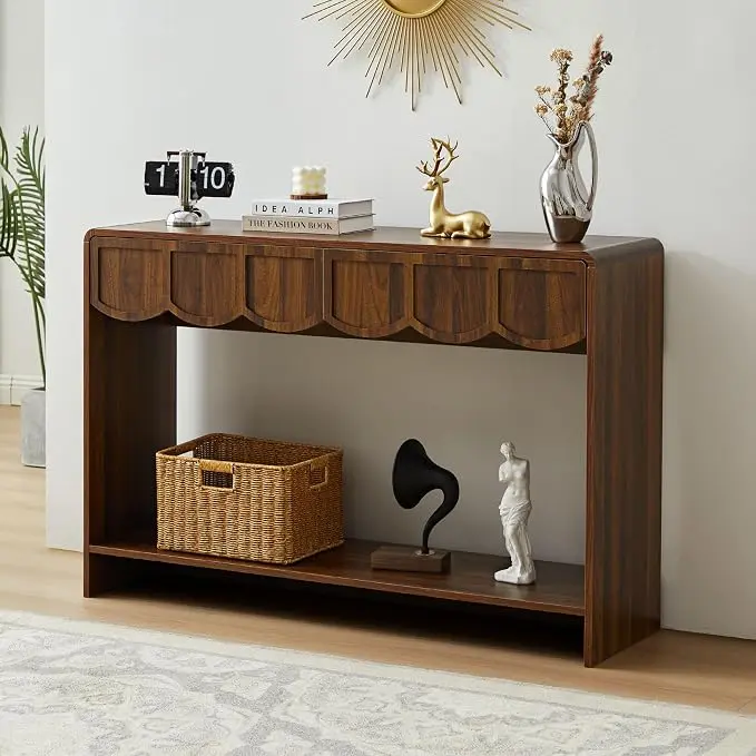 ORRD Console Table with Drawers, Mid-Century 43 Inches Narrow Entryway Tables