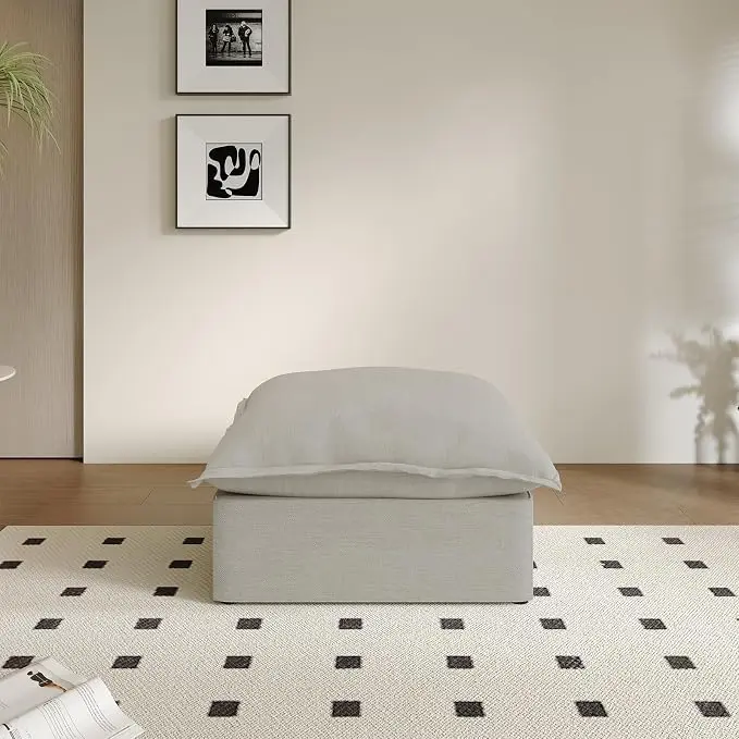Ottoman, Down Filled Comfort Footrest, Modular Sectional Cloud Sofa